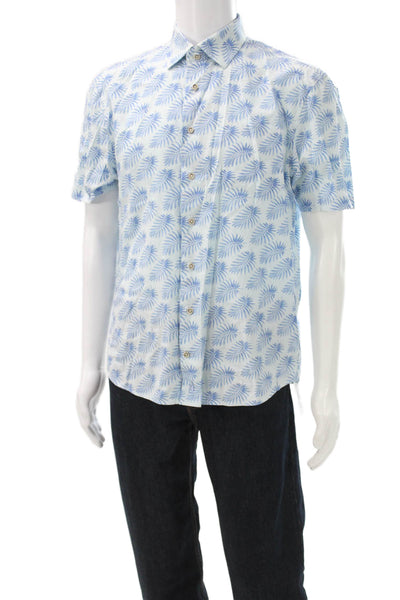Johnnie-o Mens Hangin Out Button Down Shirt Blue Cotton Size Medium