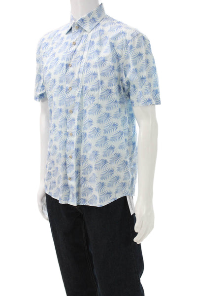 Johnnie-o Mens Hangin Out Button Down Shirt Blue Cotton Size Medium