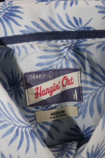 Johnnie-o Mens Hangin Out Button Down Shirt Blue Cotton Size Medium