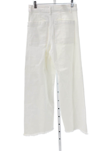 Zara Womens White Wide-Leg Jeans High Rise Cotton Inseam 28 Size 6