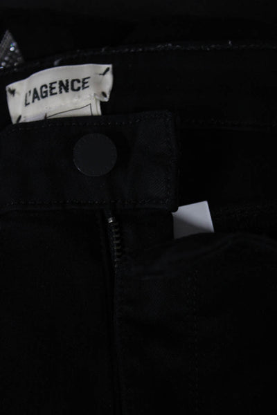 L'Agence Women Skinny Black Jeans Mid Rise Cotton Size 25