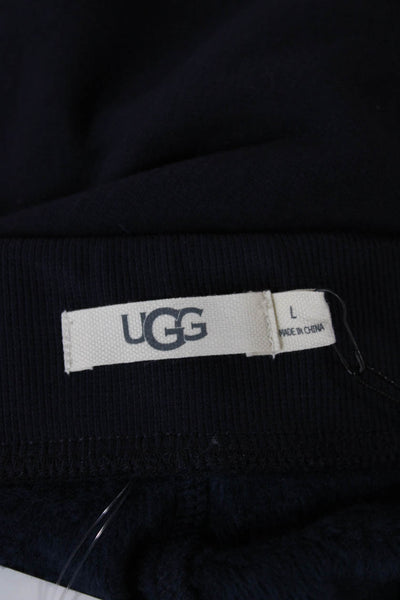 Ugg Women Jogger Pants Blue Drawstring Cotton Blend Solid Size L