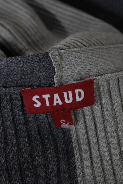 Staud Women Sweater Dress Gray V Neck Long Sleeve Viscose Blend Size S