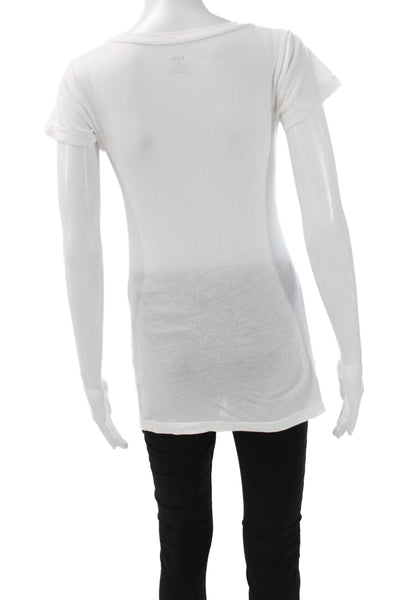 LNA Womens Tunic T-Shirt White V-Neck Short Sleeve Cotton Size S