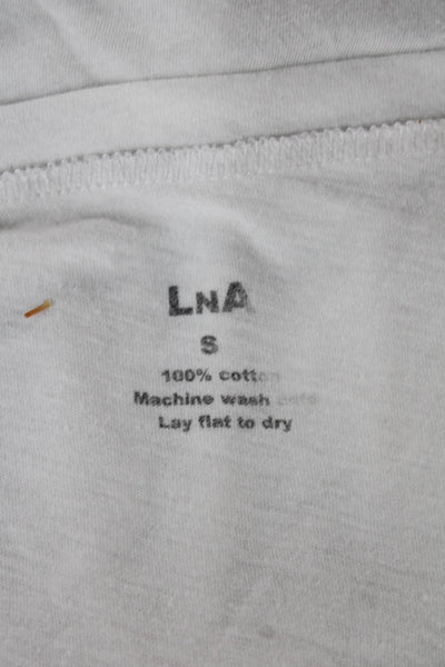 LNA Womens Tunic T-Shirt White V-Neck Short Sleeve Cotton Size S