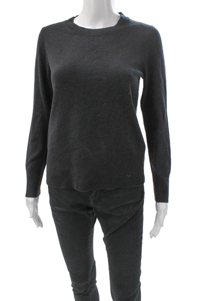 J Crew Women Cashmere Crew Neck Pullover Sweater Black Long Sleeve Size XS