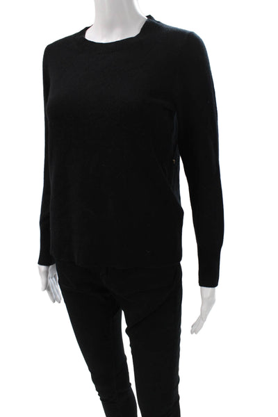 J Crew Women Cashmere Crew Neck Pullover Sweater Black Long Sleeve Size XS