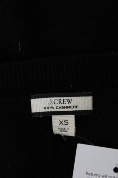 J Crew Women Cashmere Crew Neck Pullover Sweater Black Long Sleeve Size XS