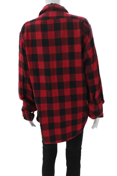 Polo Ralph Lauren Men Button Down Plaid Wool Blend Long Sleeve Red Size L