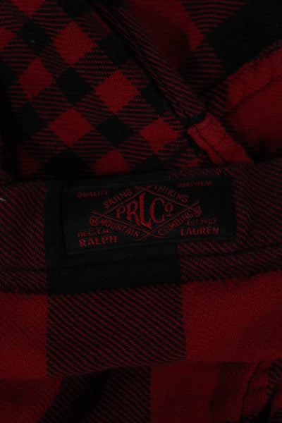 Polo Ralph Lauren Men Button Down Plaid Wool Blend Long Sleeve Red Size L
