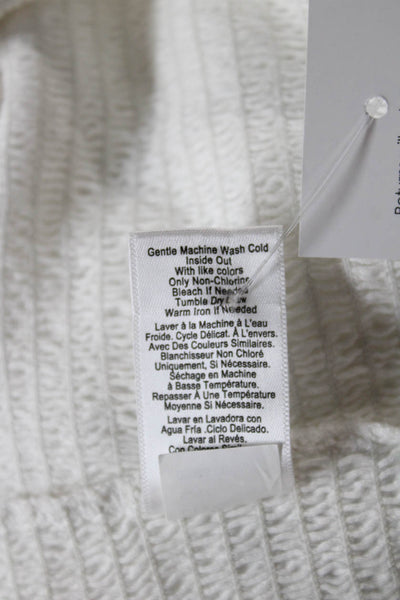 Nation LTD Womens Blouse White Cotton Blend Square Neck Short Sleeve Size S