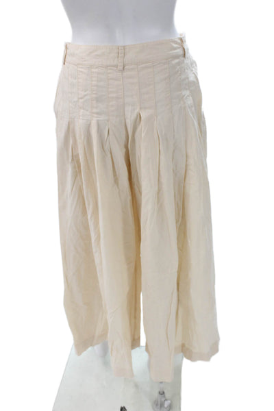 Free People Womens Cropped Beige Cotton Pants Button Size 0