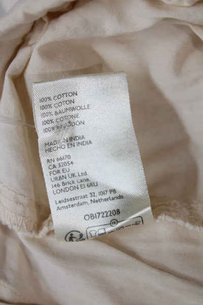 Free People Womens Cropped Beige Cotton Pants Button Size 0