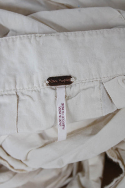 Free People Womens Cropped Beige Cotton Pants Button Size 0