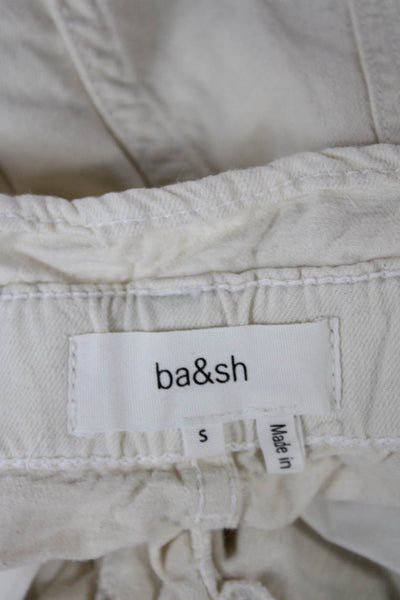 Ba&Sh Women Paperbag Cotton Shorts Beige Size 4