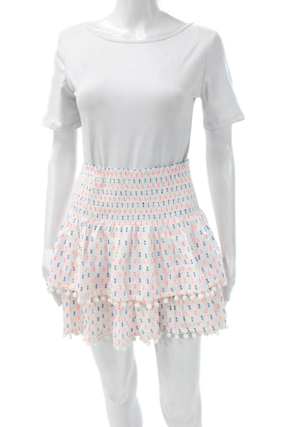 Lilly Pulitzer Women Mini Geometric Cotton Skirt White Pull On Size XS