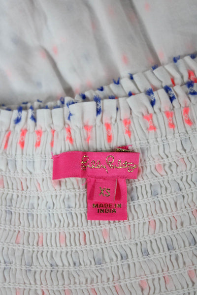 Lilly Pulitzer Women Mini Geometric Cotton Skirt White Pull On Size XS