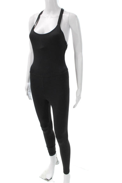 Beyond Yoga Women Black Halter Sleeveless Jumpsuit Nylon Blend Size S