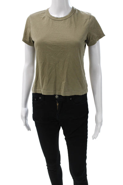 Buck Mason Womens Basic Green Cotton Crew Neck Short Sleeve T-Shirt Size S