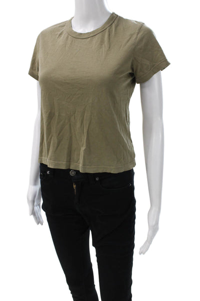 Buck Mason Womens Basic Green Cotton Crew Neck Short Sleeve T-Shirt Size S