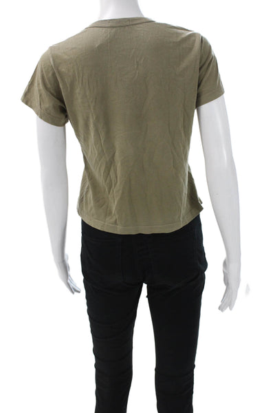 Buck Mason Womens Basic Green Cotton Crew Neck Short Sleeve T-Shirt Size S