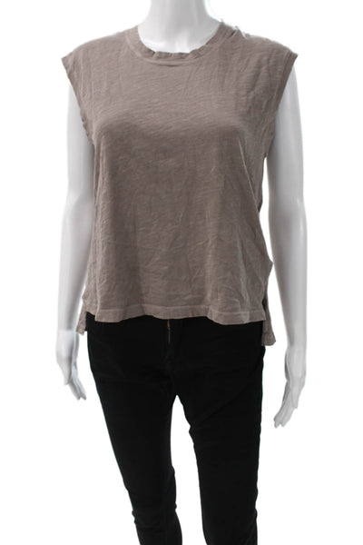 Rowan Women Basic Gray Cotton Crew Neck Tank Top Sleeveless Size S