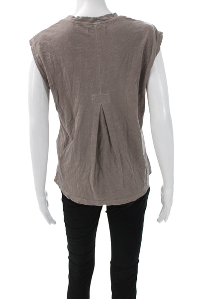 Rowan Women Basic Gray Cotton Crew Neck Tank Top Sleeveless Size S