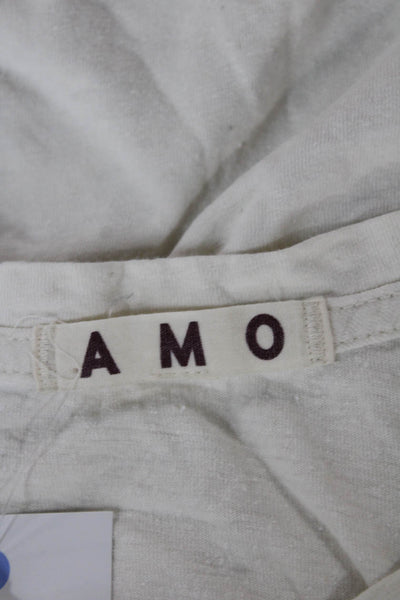 Amo Women Basic White Cotton Blend Crew Neck Short Sleeve T-Shirt Size S