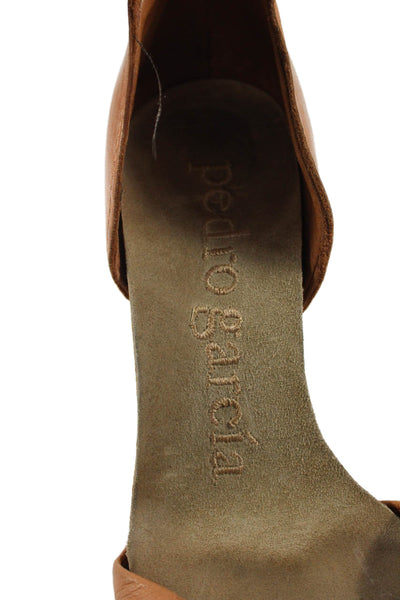 Pedro Garcia Womens Leather Knot Detail Ankle Strap Heels Shoes Brown Size 8.5
