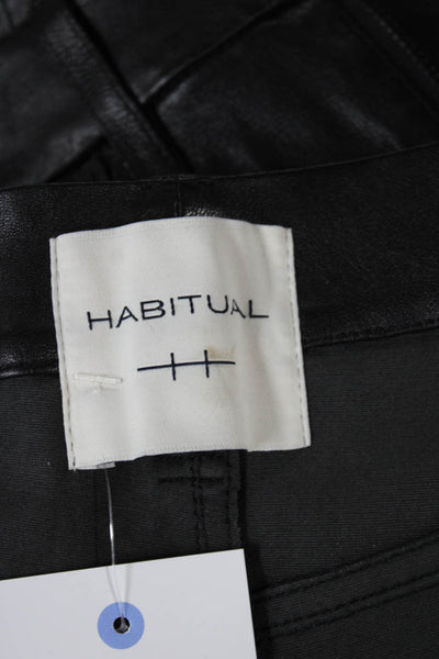 Habitual Womens Faux Leather Skinny Pants Black Button Size 24