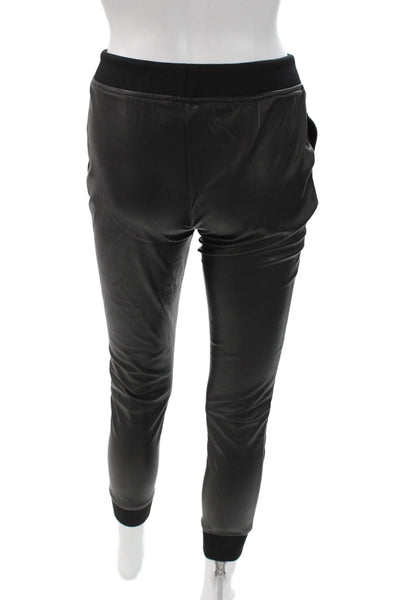 Habitual Women Black Faux Leather Jogger Pants Drawstring Size XS
