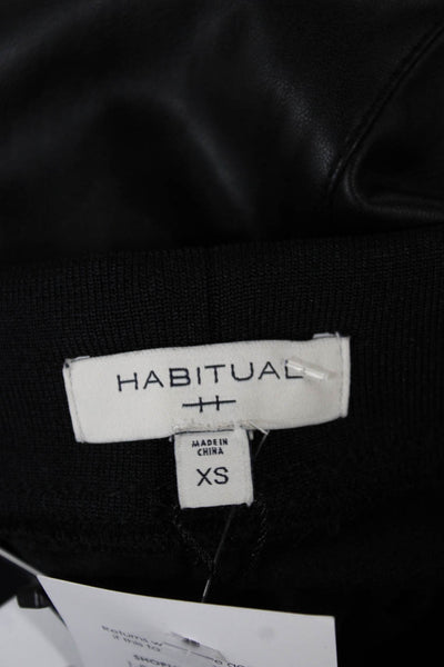 Habitual Women Black Faux Leather Jogger Pants Drawstring Size XS