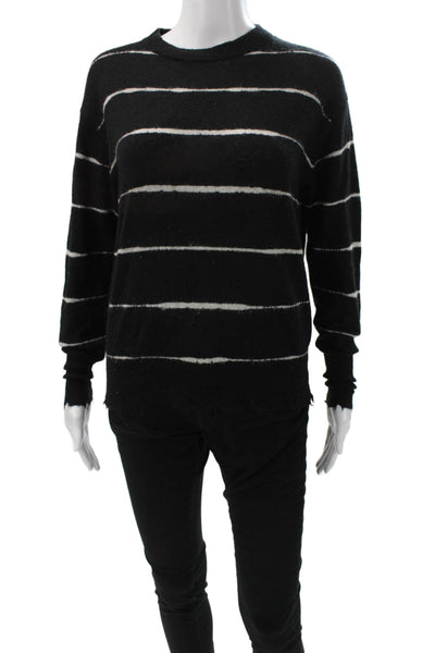 Zara Womens Pullover Sweater Black Striped Crew Neck Long Sleeve Size S