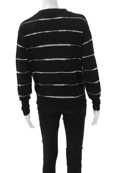 Zara Womens Pullover Sweater Black Striped Crew Neck Long Sleeve Size S