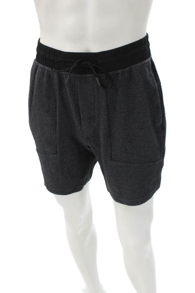 Lululemon Mens Athletic Gray Geometric Polyester Blend Drawstring Shorts Size M