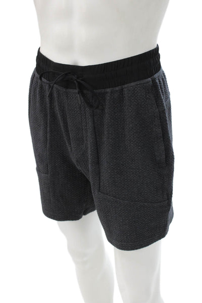 Lululemon Mens Athletic Gray Geometric Polyester Blend Drawstring Shorts Size M