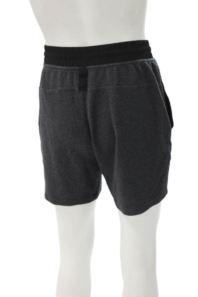 Lululemon Mens Athletic Gray Geometric Polyester Blend Drawstring Shorts Size M