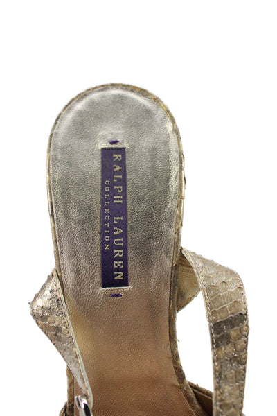Ralph Lauren Collection Womens Snakeskin Print Sandal Heels Gold Silver Size 10