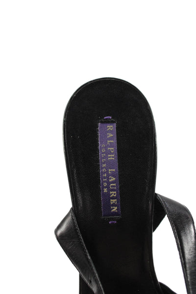 Ralph Lauren Collection Womens Leather Slingbacks Sandal Heels Black Size 10 B