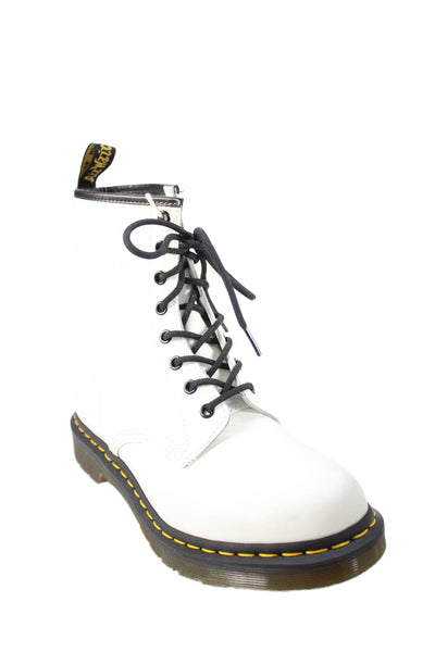 Dr. Martens Womens Leather Lace Up Combat Ankle Boots White Size 11