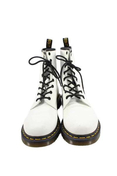 Dr. Martens Womens Leather Lace Up Combat Ankle Boots White Size 11