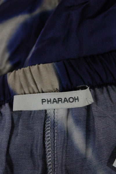 Pharaoh Women Cropped Viscose Geometric Blue Pull On Pants Size 00