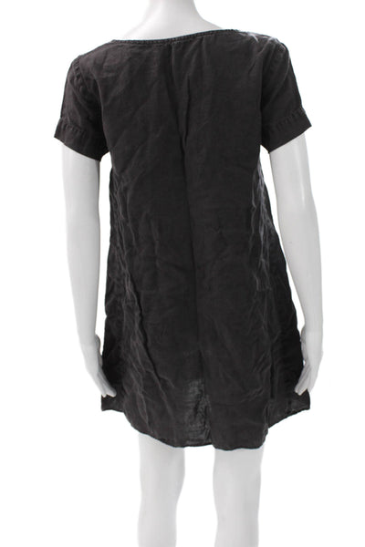 Standard James Perse Women Shift Dress Gray Linen Short Sleeve Crew Neck Size 0