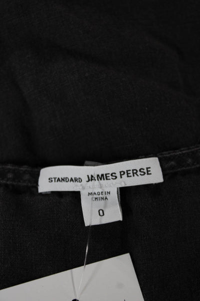 Standard James Perse Women Shift Dress Gray Linen Short Sleeve Crew Neck Size 0