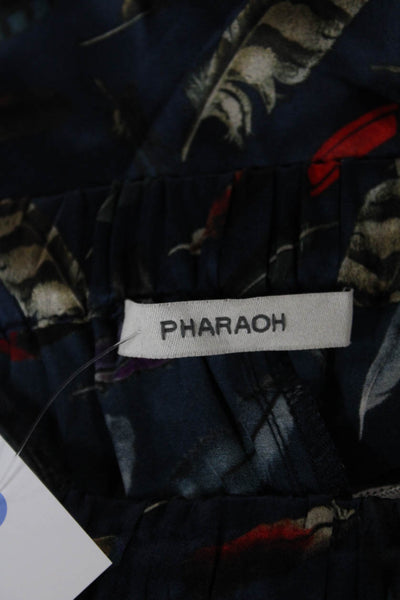 Pharaoh Womens Cropped Silk Animal Print Feather Pants Blue Size 0