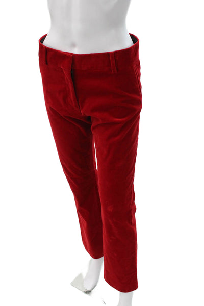 Frame Women Velvet Dress Pants Red Zip Closure Size XS