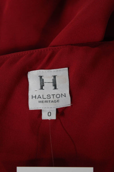 Halston Womens Sheath Dress Silk One Shoulder Sleeveless Red Zip Size 0