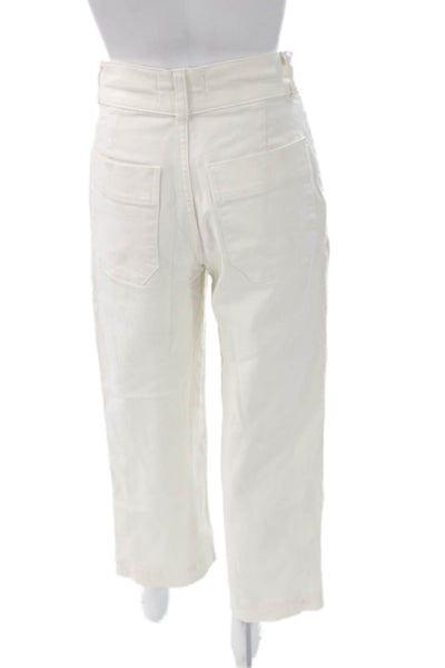 Everlane Women Cropped Organic Cotton Ivory Button Pants Size 0