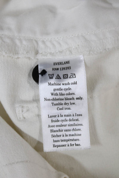 Everlane Women Cropped Organic Cotton Ivory Button Pants Size 0