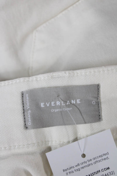 Everlane Women Cropped Organic Cotton Ivory Button Pants Size 0